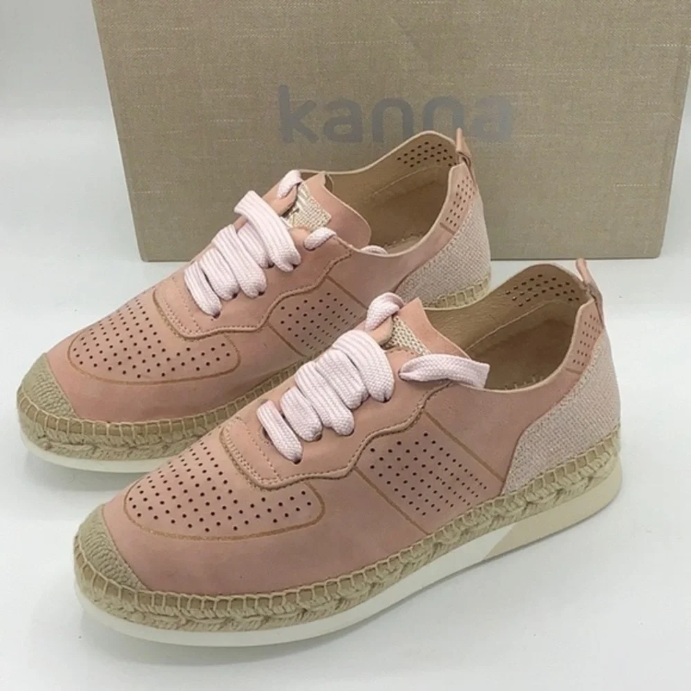 KANNA Pink sparkle perforated Espadrille Sneakers